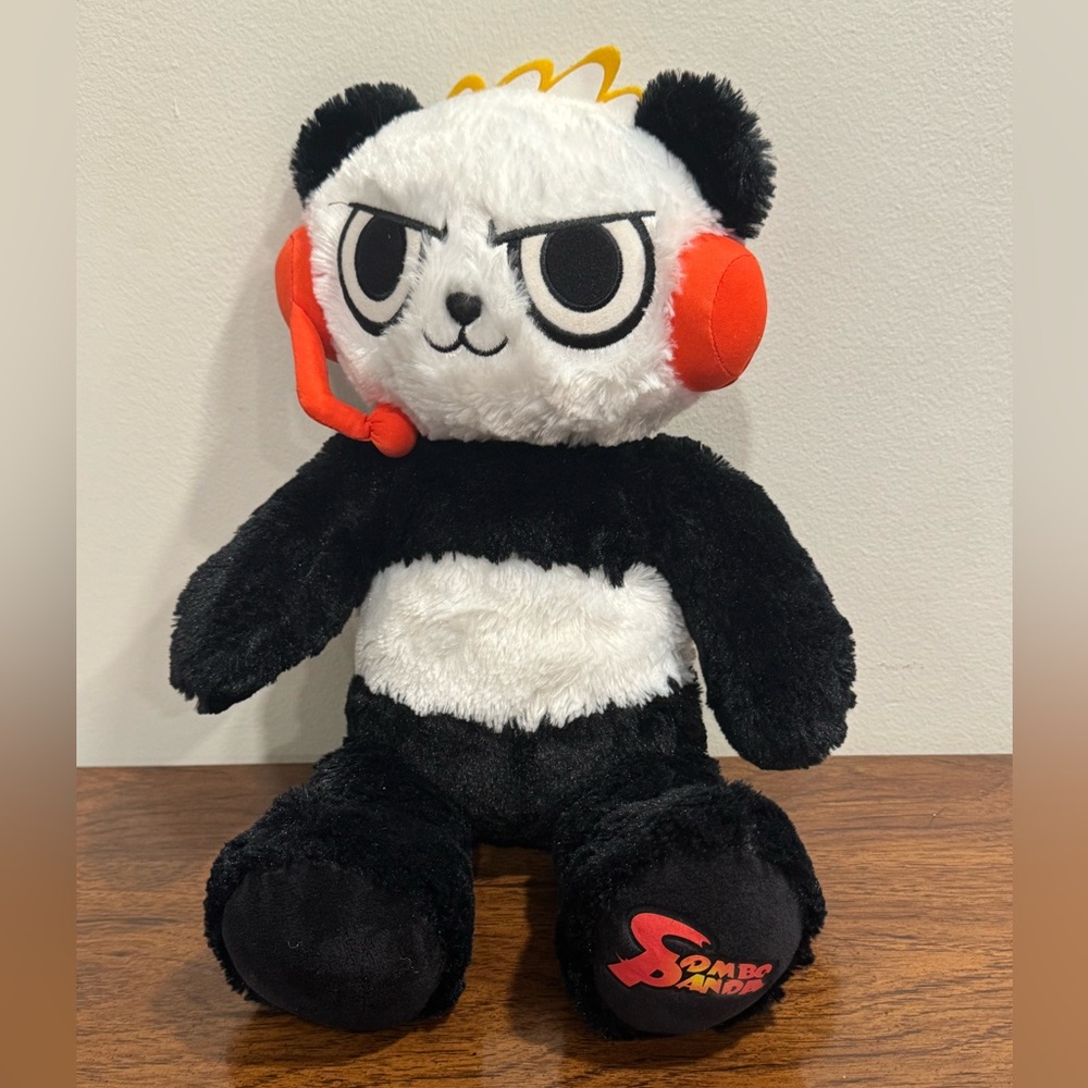 EUC Build-a-Bear BAB Ryan's World Pocket Watch Combo Panda 16" Plush Headphones